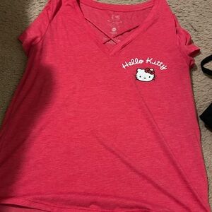 Hello Kitty Girls Hot Pink V-Neck Short Sleeve Tee